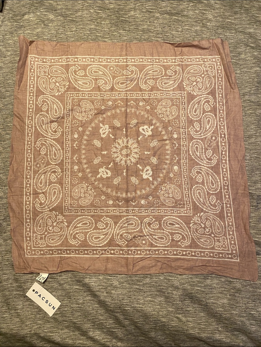 PacSun Bandana 100% Cotton Mauve and White 20”x20” NWT